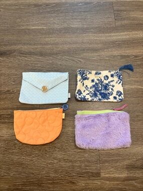 Assorted Ipsy Color Cosmetic Pouch Set - Blue, Orange, Purple, Cream